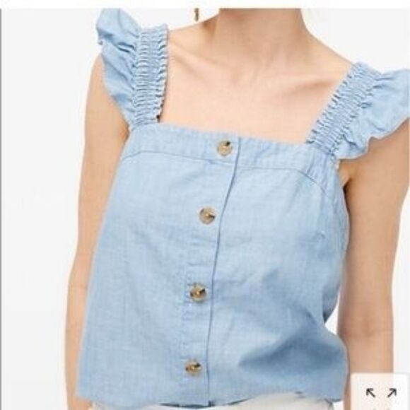 NWT J CREW Chambray Sleeveless Top, Sz S - Picture 1 of 5